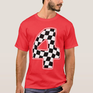 Camiseta 4th Birthday Checkered Number 4 Car Racing Flag bo