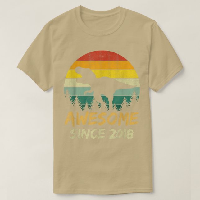 Camiseta 4th Birthday Gift Boy Dinosaur 4 Year Old Awesome  (Diseño del anverso)
