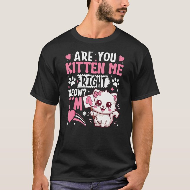 Camiseta 4th Birthday Shirt Girl 4 Year Old Kitten Cat Happ (Anverso)