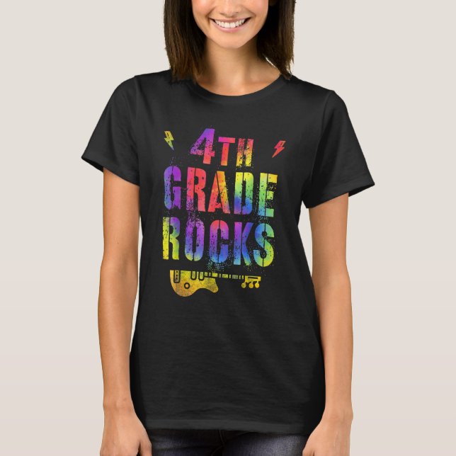 Camiseta 4th Fourth Grade Rocks Tie Dye Back To School Teac (Anverso)