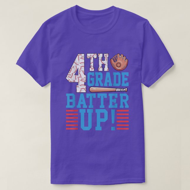 Camiseta 4th Grade Back To School 4th Grade Batter Up Baseb (Diseño del anverso)
