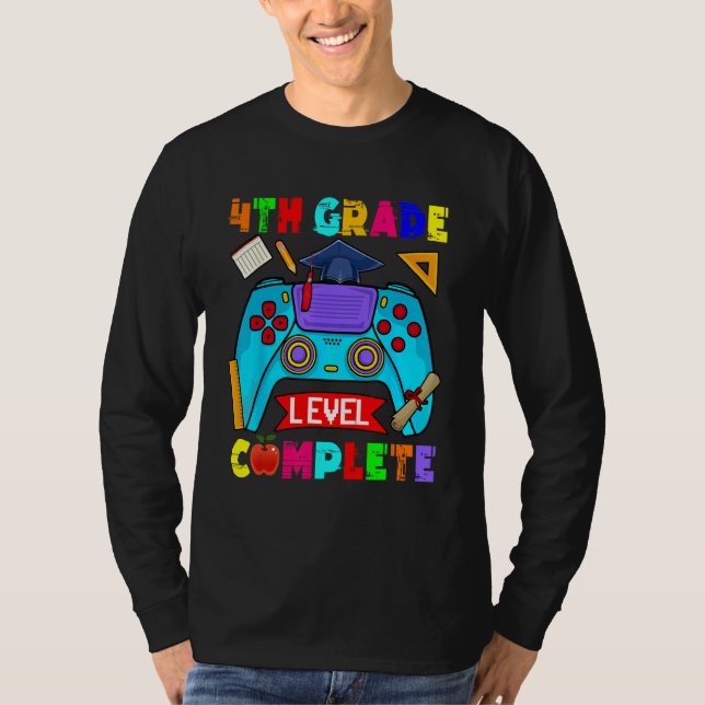 Camiseta 4th Grade Level Complete Cute Gamer Graduate Game  (Anverso)