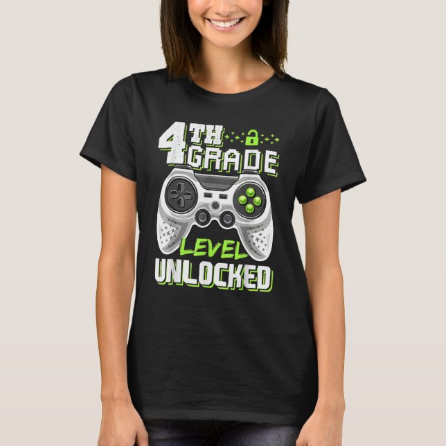 Camiseta 4th Grade Level Unlocked Game On 4th Grade Back To (Anverso)