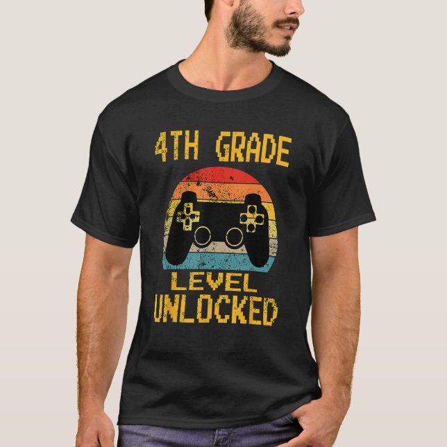Camiseta 4th Grade Level Unlocked Video Gamer Back To Schoo (Anverso)