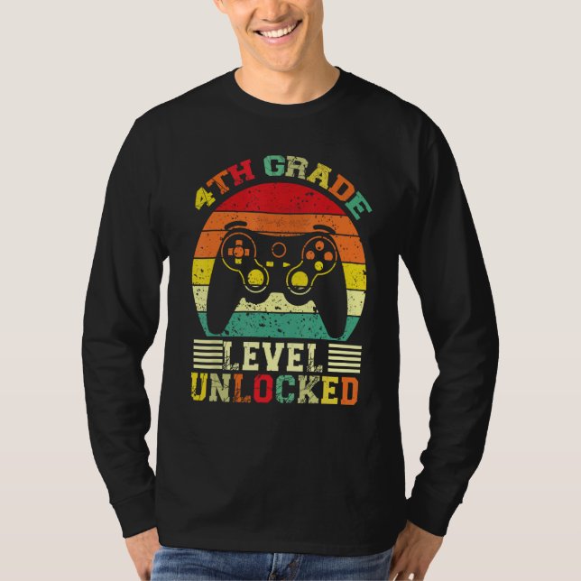 Camiseta 4th Grade Level Unlocked Video Gamer Back to Schoo (Anverso)