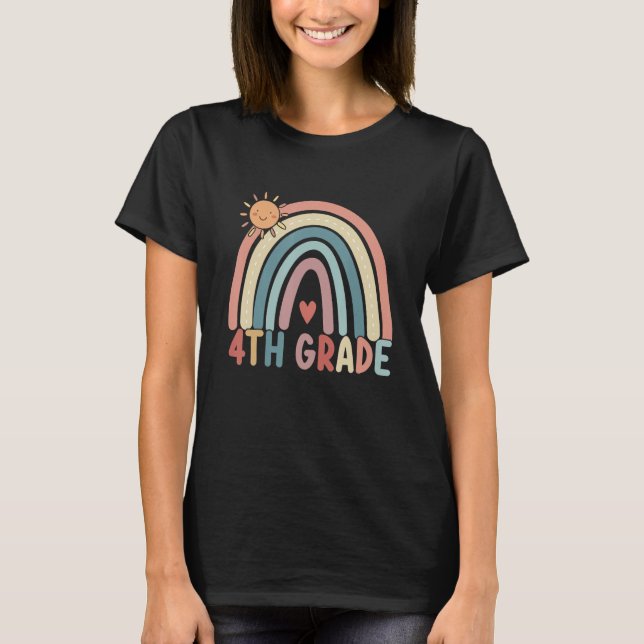 Camiseta 4th Grade Rainbow Team Fourth Grade Teacher Boho R (Anverso)
