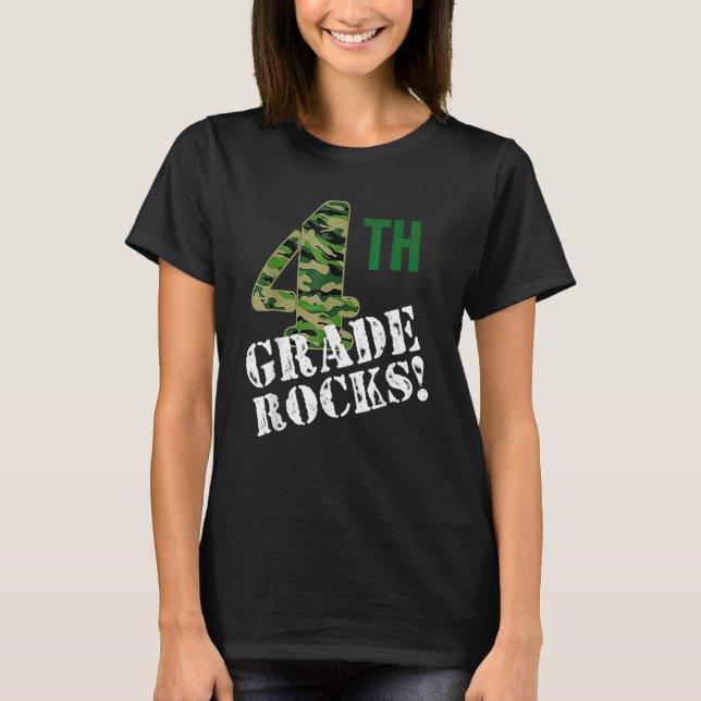 Camiseta 4th Grade Rocks Camo Fourth Grader Back To School  (Anverso)