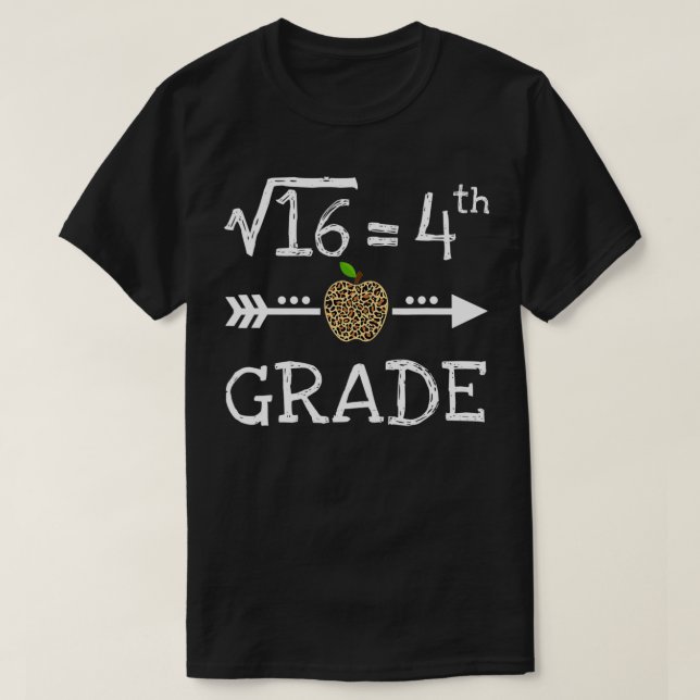 Camiseta 4th Grade Square Root of 16 Math Leopard Back to s (Diseño del anverso)