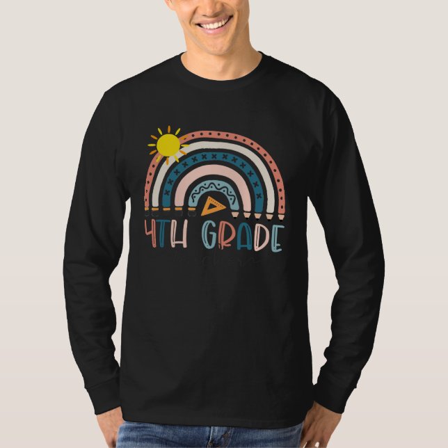 Camiseta 4th Grade Teacher  Boho Rainbow Teacher s Day (Anverso)