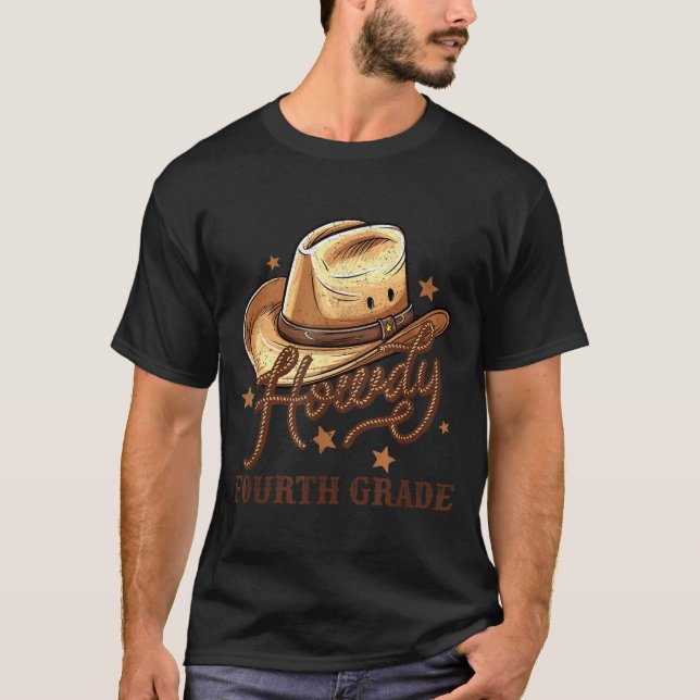 Camiseta 4th Grade Teacher Rodeo Country Western Howdy Four (Anverso)