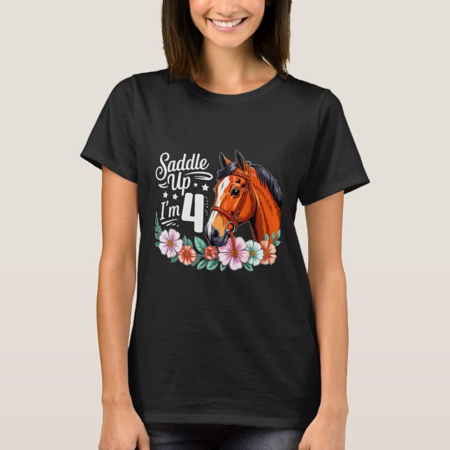 Camiseta 4th Horse Birthday Four Years Old Girls Horses Bir (Anverso)