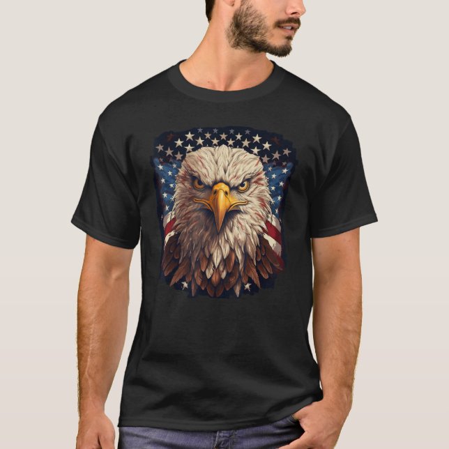 Camiseta 4th July American Eagle Flag  Independence Day (Anverso)