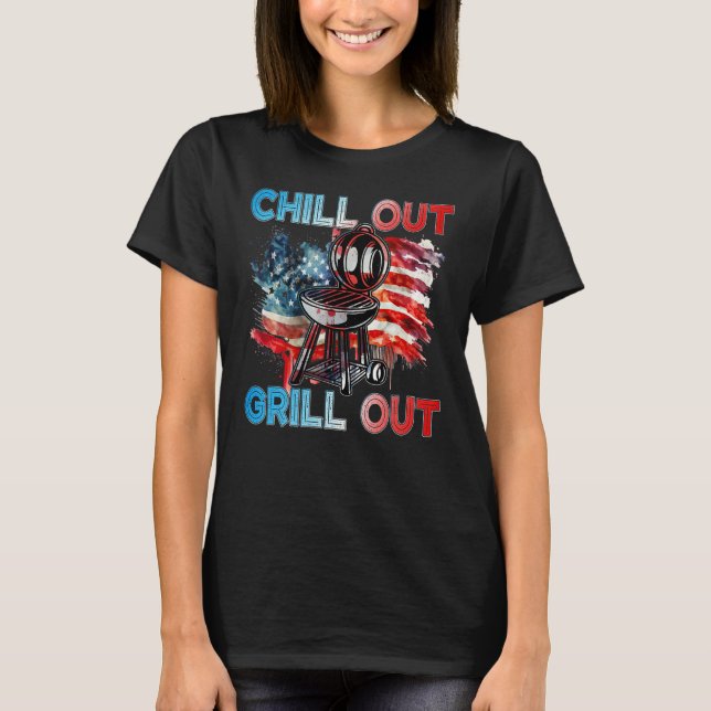 Camiseta 4th July American Independence Day Chill out Grill (Anverso)