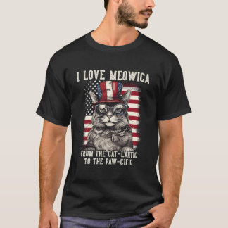 Camiseta 4Th July Cat I Love Meowica Patriotic Cat