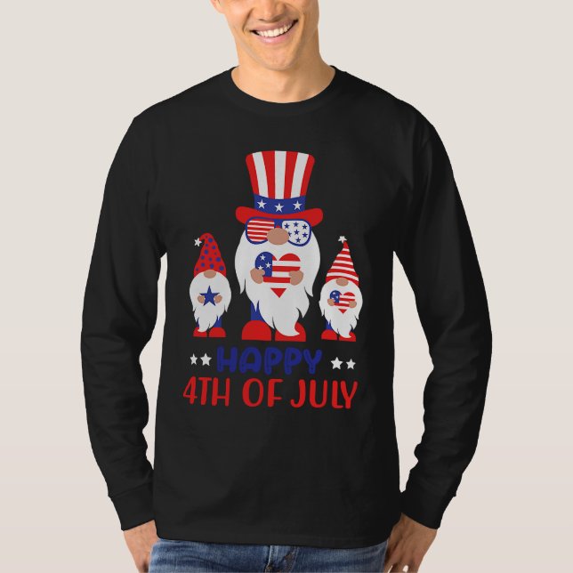 Camiseta 4th July Gnome Happy 4th July US flag (Anverso)