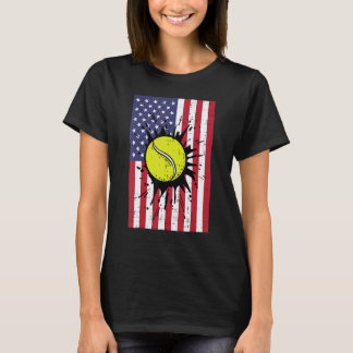 Camiseta 4th July Tennis America Flag Patriotic Men Boys Ki