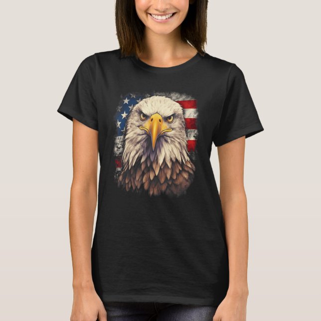 Camiseta 4th July US Flag Bald Eagle Proud American Men Wom (Anverso)
