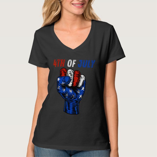 Camiseta 4Th Of July 2023 American Flag Retro Family (Anverso)