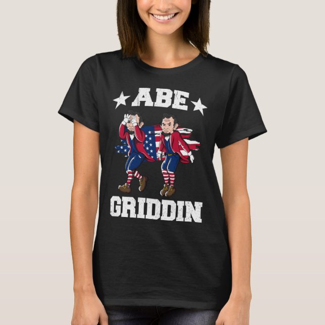 Camiseta 4th of July Abraham Lincoln Griddy Abe Griddin (Anverso)
