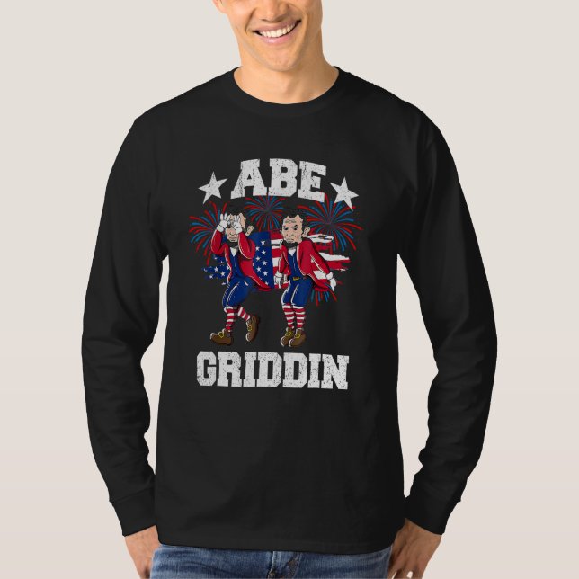 Camiseta 4th of July Abraham Lincoln Griddy Abe Griddin Unc (Anverso)