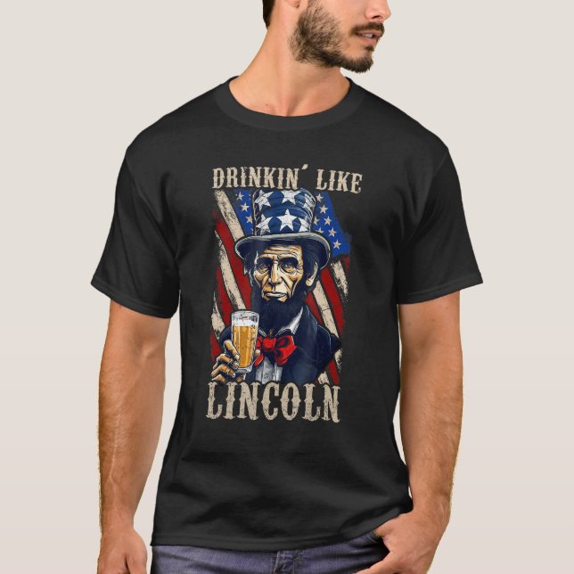 Camiseta 4th Of July Abraham Lincoln Sunglasses American Fl (Anverso)