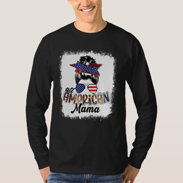 Camiseta 4th of July All American Mama Bleached Tees Messy  (Anverso)