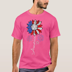 Camiseta 4th Of July America Sunflower US Patriotic America