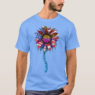 Camiseta 4th Of July America Sunflower US Patriotic America