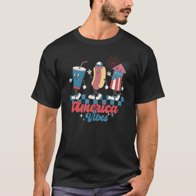 Camiseta 4th Of July America Vibes Fourth Of July Hotdog  G (Anverso)