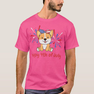 Camiseta 4th Of July American Corgi For Kids Usa Fireworks
