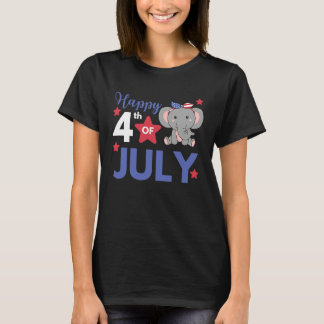 Camiseta 4th Of July American Elephant For Kids Cute Usa El