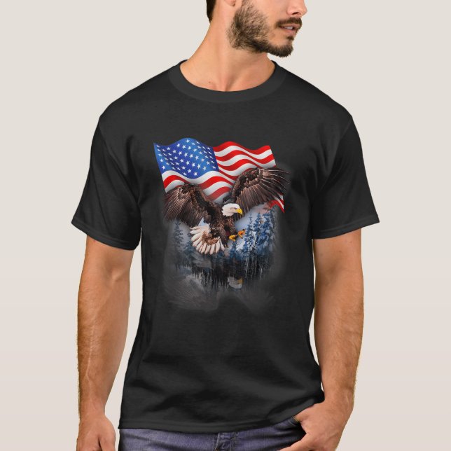 Camiseta 4Th Of July American Flag Bald Eagle (Anverso)
