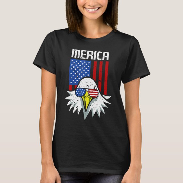 Camiseta 4th of July American Flag Bald Eagle Mullet 4th Ju (Anverso)
