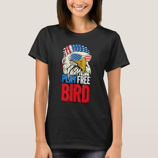 Camiseta 4th Of July American Flag Bald Eagle Mullet Play F (Anverso)