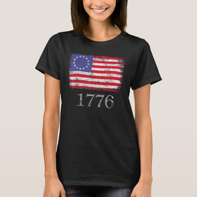 Camiseta 4th Of July  American Flag Betsy Ross 1776 Men Wom (Anverso)