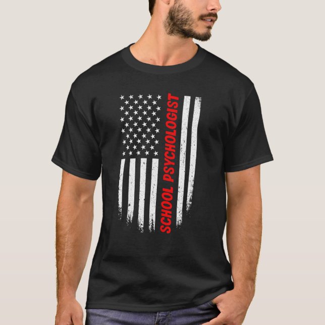 Camiseta 4th Of July American Flag School Psychologist Men  (Anverso)