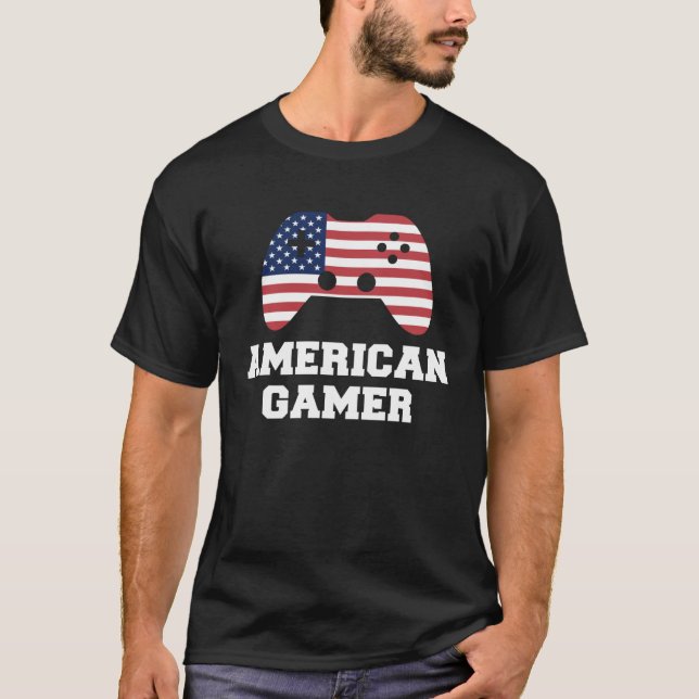Camiseta 4th Of July American Gamer USA Patriotic Boys Men  (Anverso)