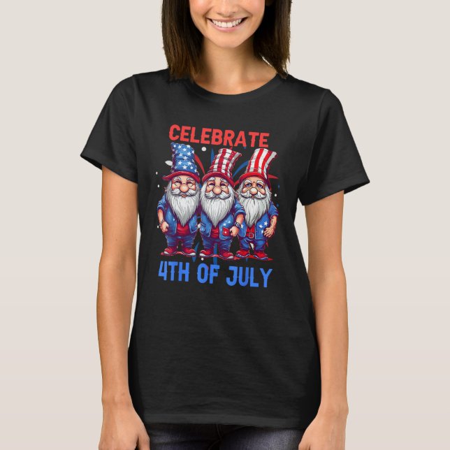 Camiseta 4th Of July American Gnomes Celebrating Independen (Anverso)