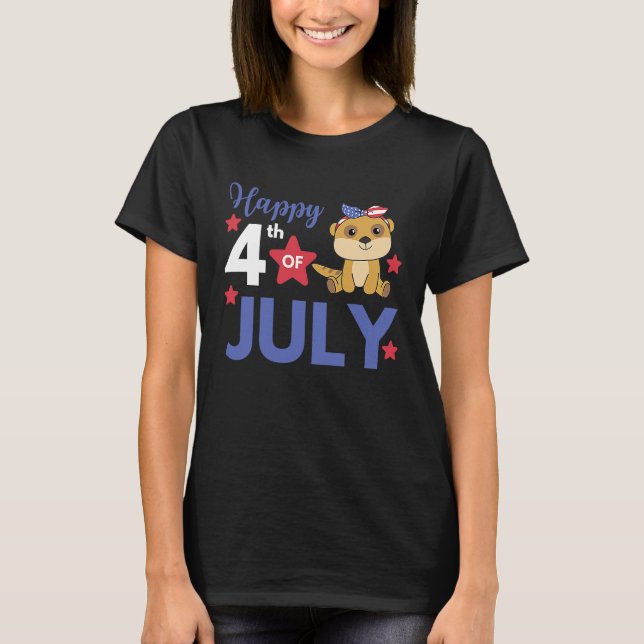 Camiseta 4th Of July American Meerkat For Kids Cute Usa Mee (Anverso)