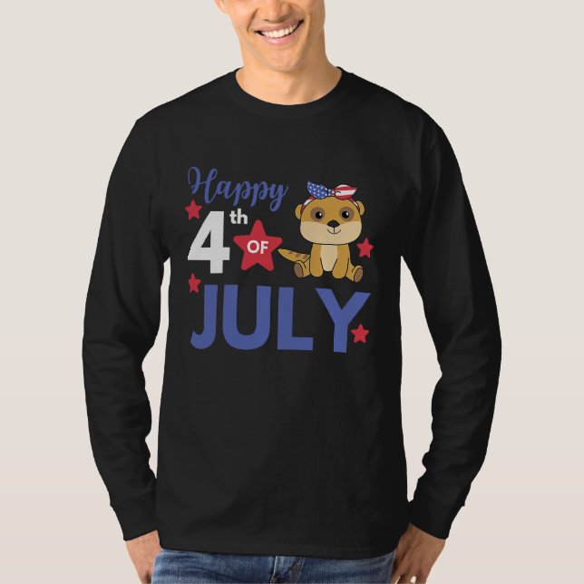 Camiseta 4th Of July American Meerkat For Kids Cute Usa Mee (Anverso)