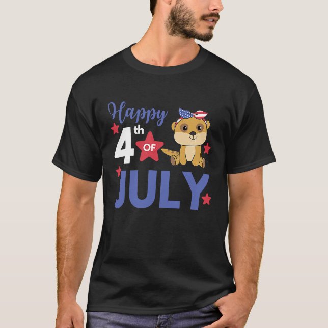 Camiseta 4th Of July American Meerkat For Kids Cute Usa Mee (Anverso)