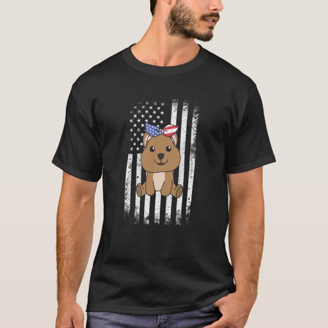 Camiseta 4th Of July American Quokka For Kids Cute Usa Quok (Anverso)
