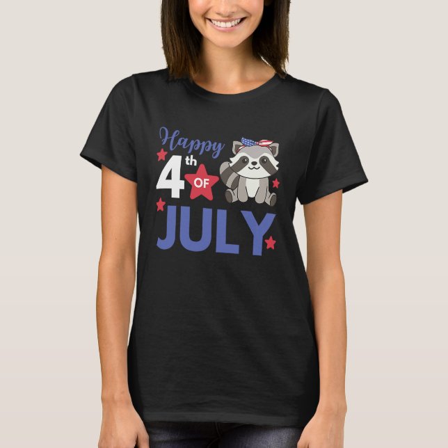 Camiseta 4th Of July American Raccoon For Kids Cute Usa Rac (Anverso)