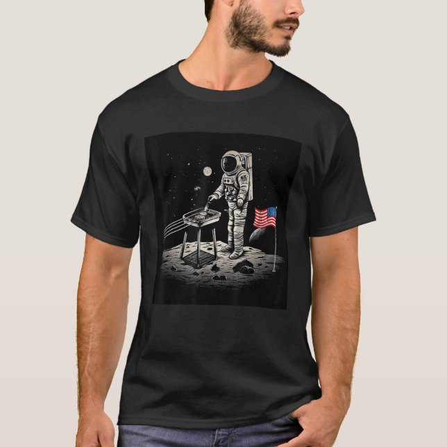 Camiseta 4th of July Astronaut American Flag Grilling on th (Anverso)
