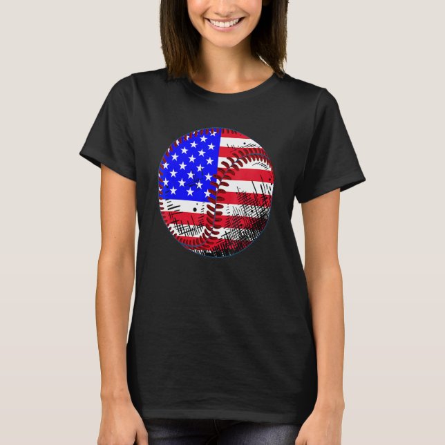 Camiseta 4th Of July Baseball American Flag Patriotic Weath (Anverso)