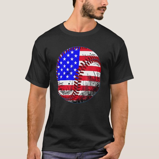 Camiseta 4th Of July Baseball American Flag Patriotic Weath (Anverso)