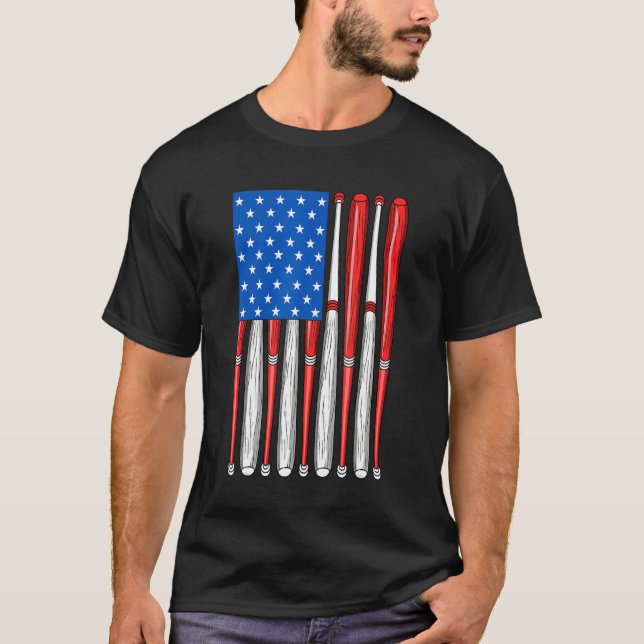 Camiseta 4th Of July Baseball Softball Flag American Flag (Anverso)