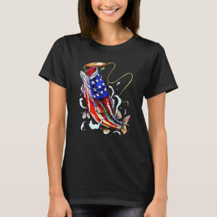 Camiseta 4th Of July Bass Fishing American Flag Patriotic F