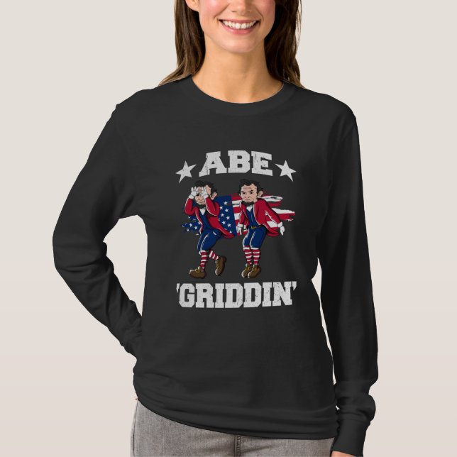 Camiseta 4th of July Benjamin Franklin Griddy Ben Griddin   (Anverso)
