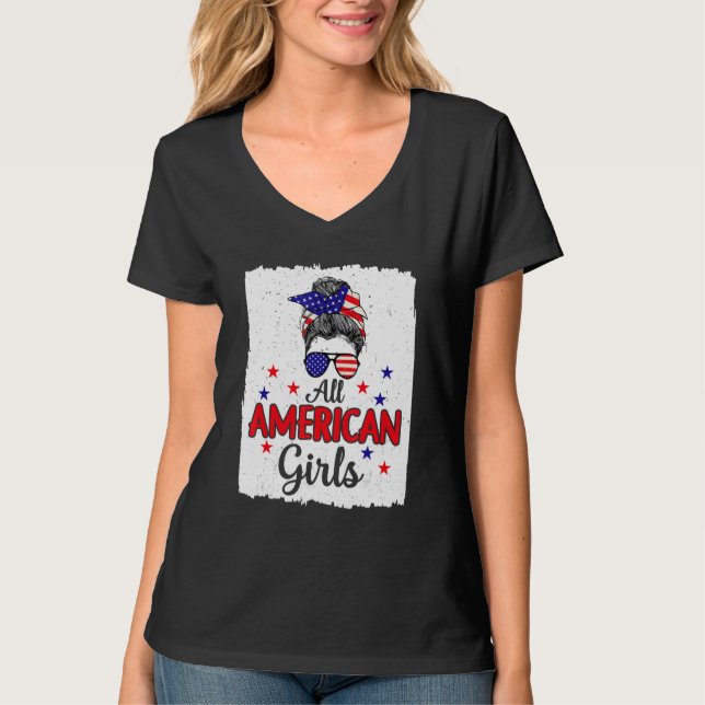 Camiseta 4th of July Bleached Daughter USA All American Gir (Anverso)